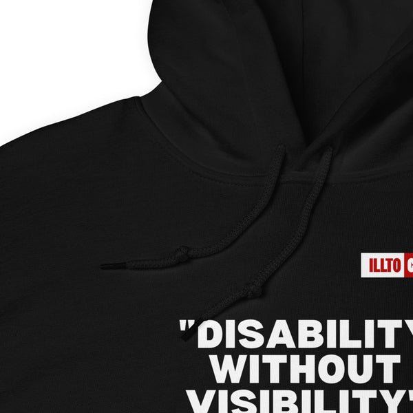 Black Hoodie Detail 1 - ILLTOCHILL Fibromyalgia awareness 'Disability without visibility' fibro gift Unisex Hoodie.