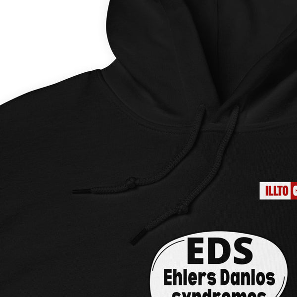 Black Hoodie Detail 1 - ILLTOCHILL Ehlers-Danlos syndrome awareness 'It's a painful idea' eds support gift Unisex Hoodie.