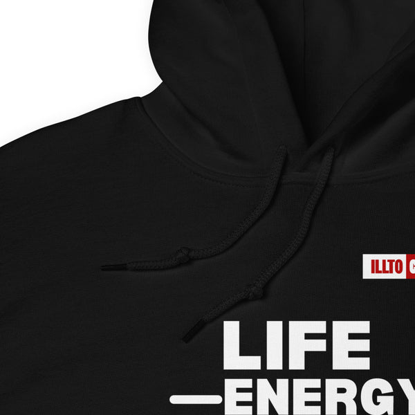 Black Hoodie Detail 1 - ILLTOCHILL Fibromyalgia awareness 'Life - Energy = Fibromyalgia' funny fibro gift Unisex Hoodie.
