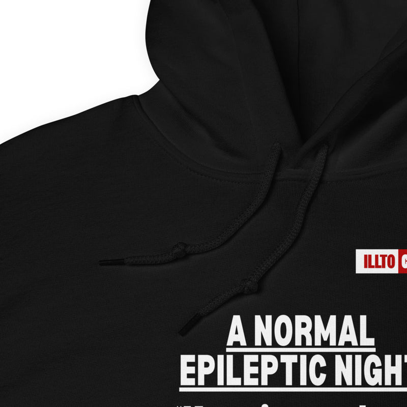 Black Hoodie Detail 1 - ILLTOCHILL Epilepsy awareness 'Epileptic Night' epilepsy support gift Unisex Hoodie.