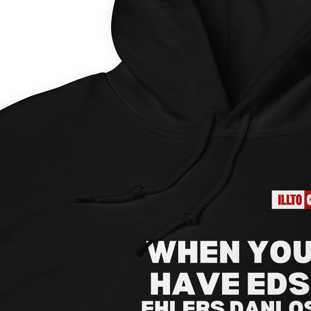 Black Hoodie Detail 1 - ILLTOCHILL Ehlers-Danlos syndrome awareness 'It isn't just pain' eds educational gift Unisex Hoodie.