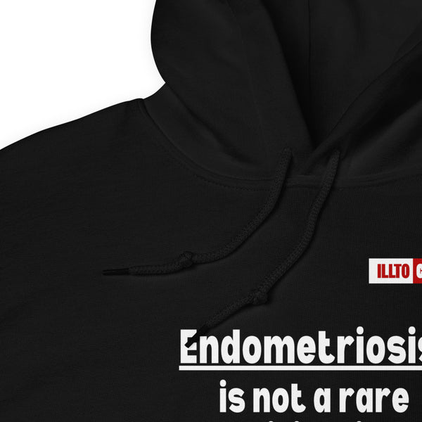 Black Hoodie Detail 1 - ILLTOCHILL Endometriosis awareness educational quote endo gift Unisex Hoodie.