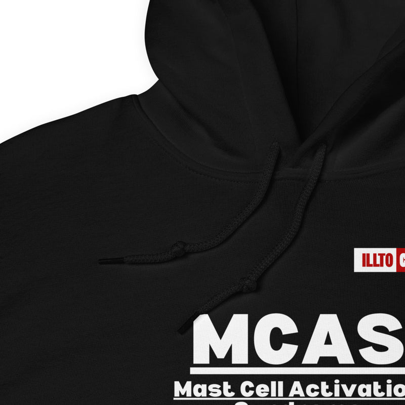 Black Hoodie Detail 1 - ILLTOCHILL Mast cell activation syndrome awareness 'MCAS Review' funny gift Unisex Hoodie.