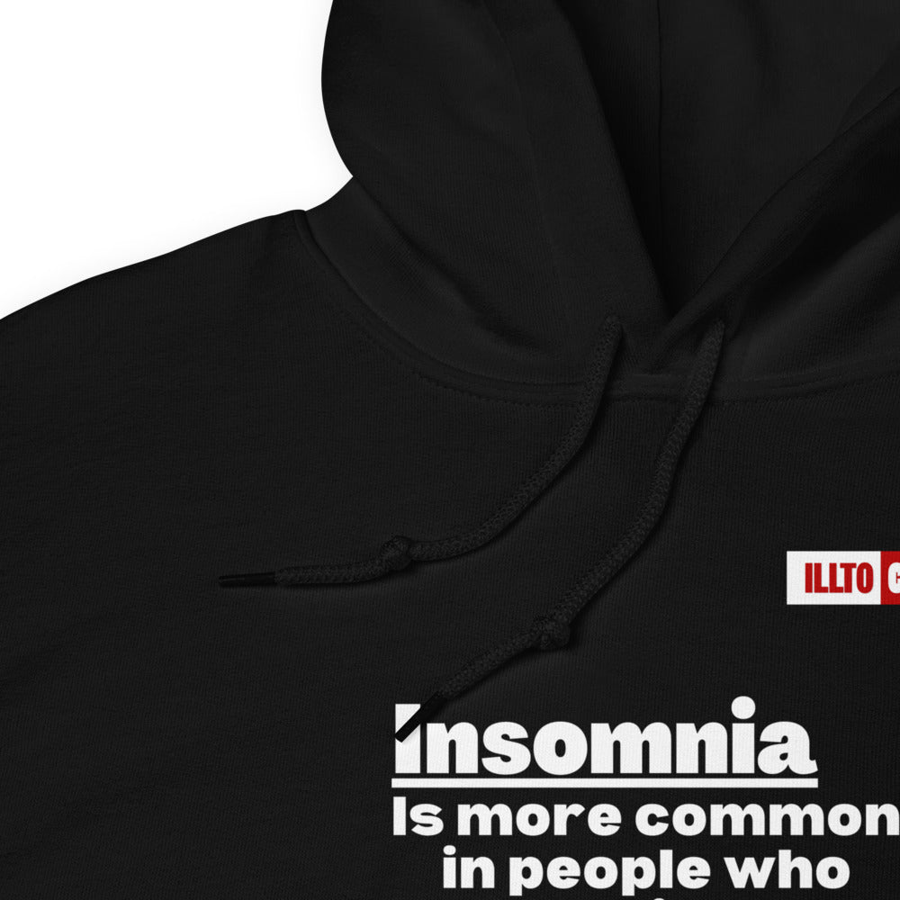 Black Hoodie Detail 1 - ILLTOCHILL 'Insomnia is common in high IQ people' sarcastic insomnia awareness gift Unisex Hoodie.
