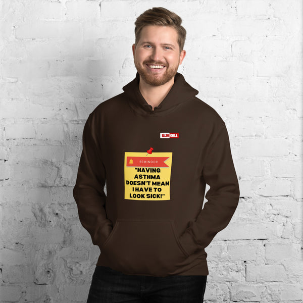 Dark Chocolate Hoodie Front 3 - ILLTOCHILL Asthma Reminder quote, Asthma awareness Gift Unisex Hoodie