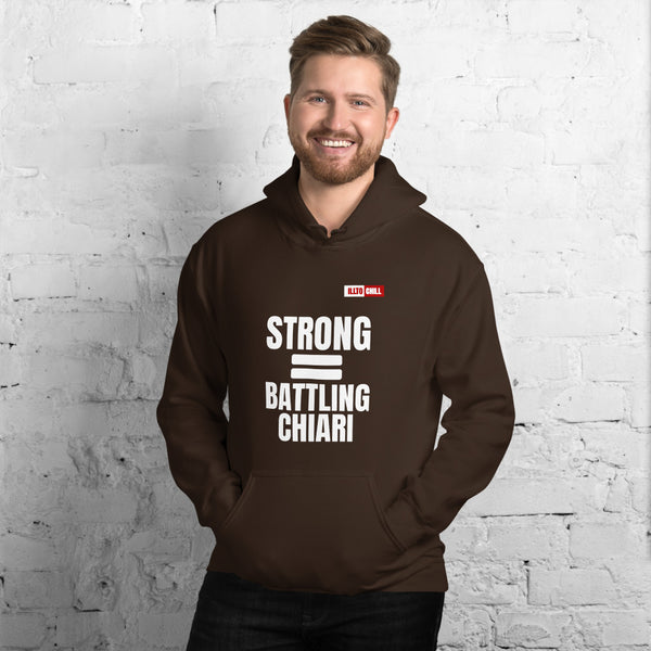 Dark Chocolate Hoodie Front 3 - ILLTOCHILL Chiari Malformation Awareness 'Strong is equal to Batting CM ' Gift Unisex Hoodie.