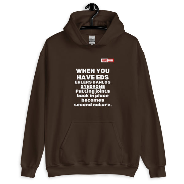 Dark Chocolate Hoodie Front 2 - ILLTOCHILL Ehlers-Danlos syndrome awareness 'It isn't just pain' eds educational gift Unisex Hoodie.
