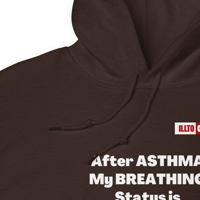 Dark Chocolate Hoodie Detail 1 - ILLTOCHILL Asthma awareness 'Breathing status complicated' funny asthma gift Unisex Hoodie