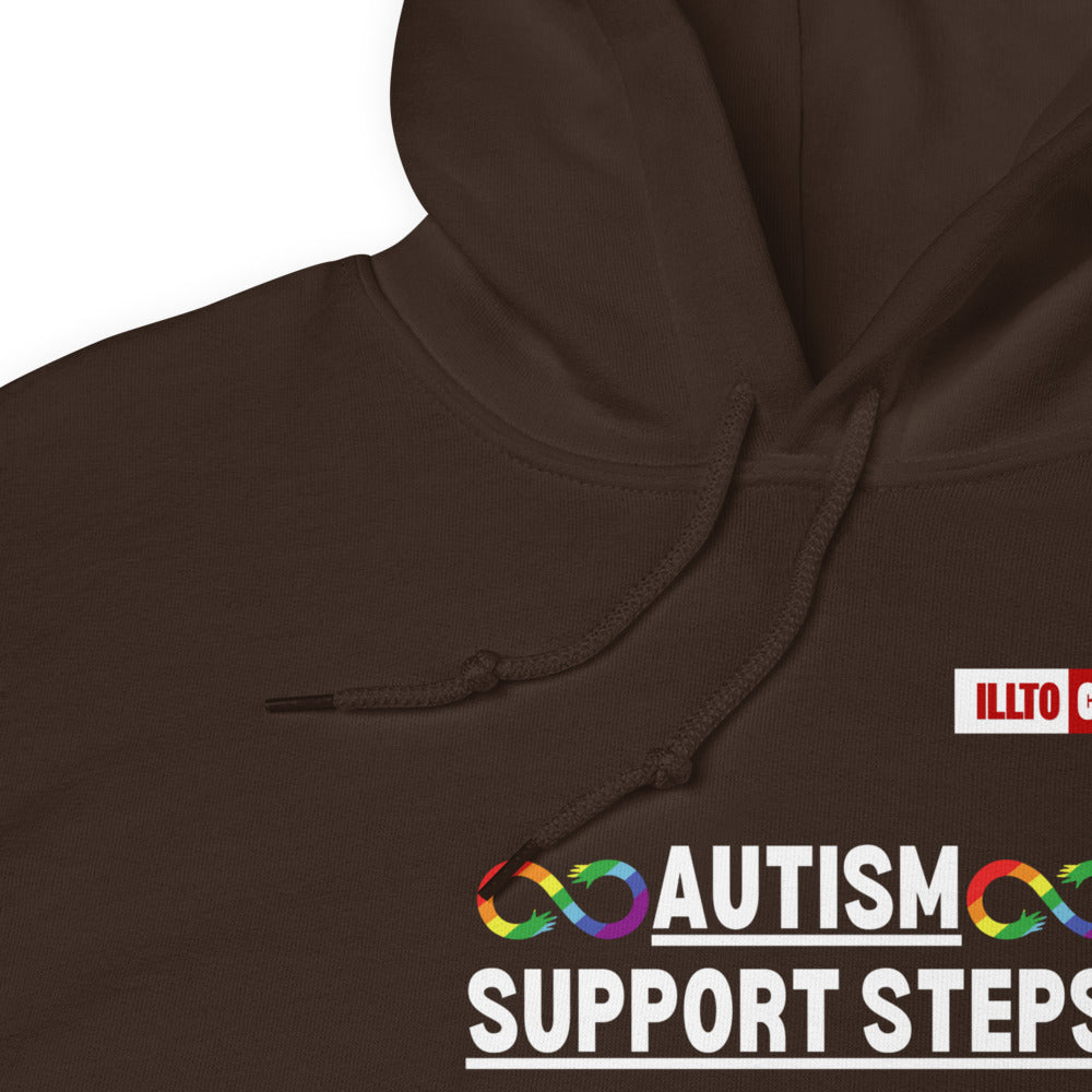 Dark Chocolate Hoodie Detail 1 - ILLTOCHILL Autism awareness gift 'Autism support steps' autistic Unisex Hoodie