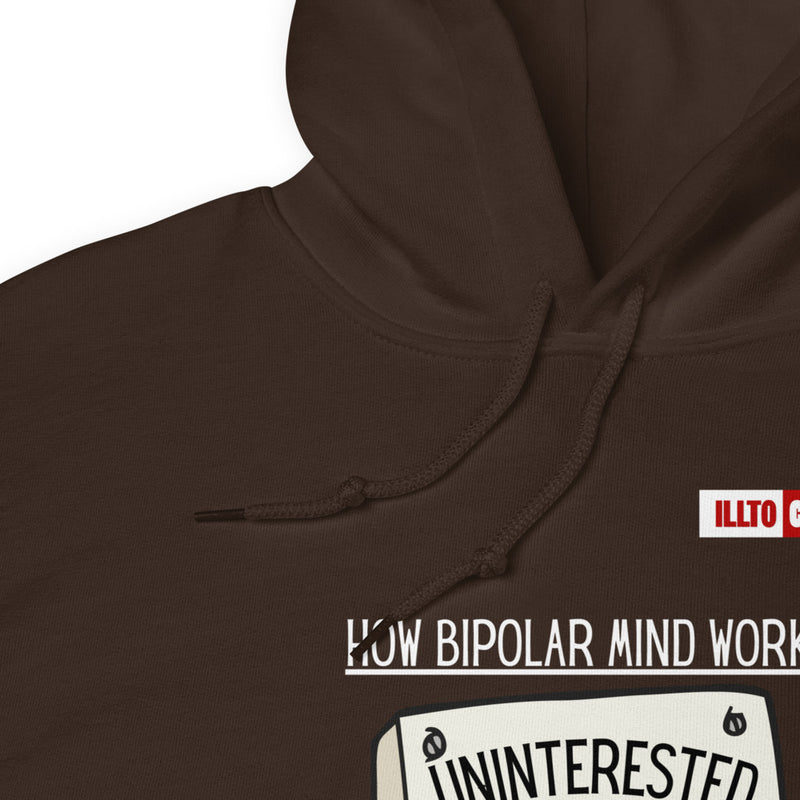 Dark Chocolate Hoodie Detail 1 - ILLTOCHILL Bipolar disorder awareness 'How bipolar mind works' sarcastic gift Unisex Hoodie