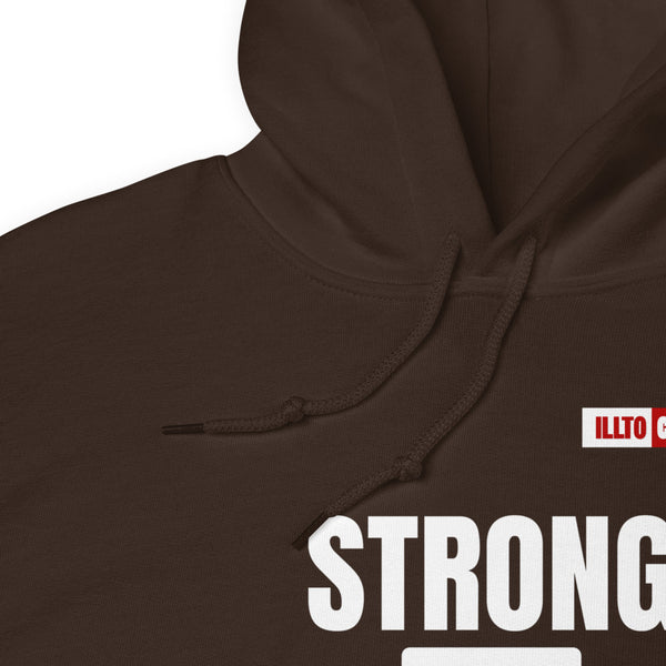 Dark Chocolate Hoodie Detail 1 - ILLTOCHILL Chiari Malformation Awareness 'Strong is equal to Batting CM ' Gift Unisex Hoodie.
