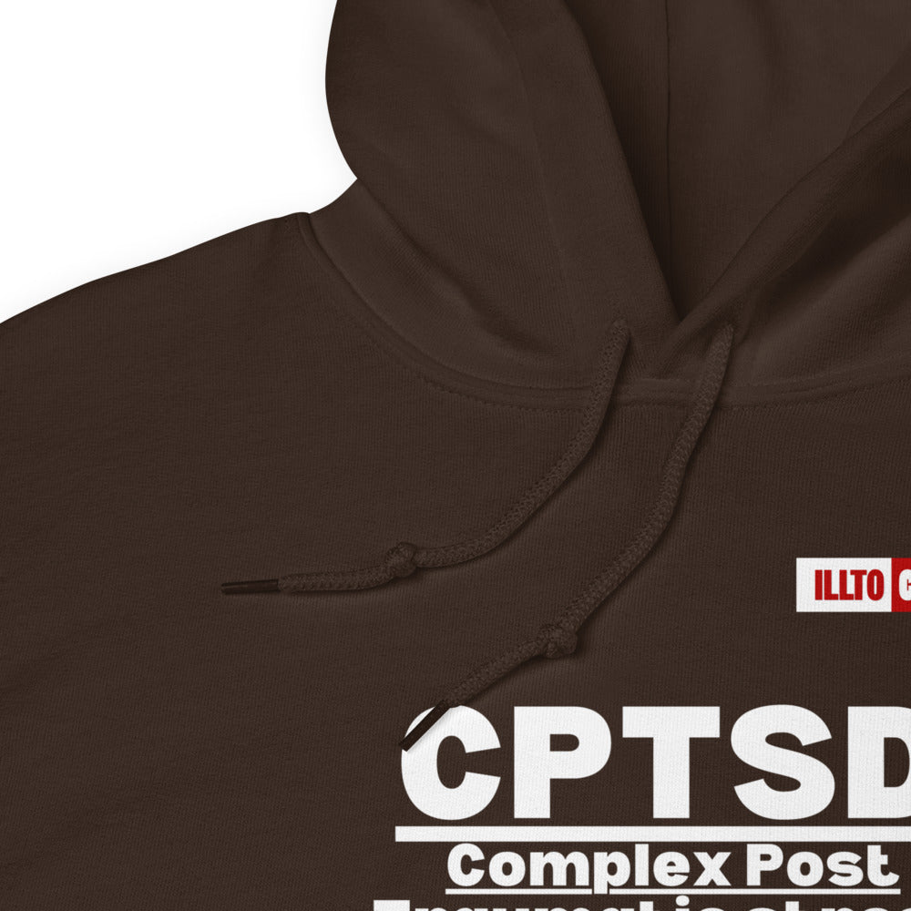 Dark Chocolate Hoodie Detail 1 - ILLTOCHILL CPTSD Review, Complex post traumatic stress disorder sarcastic gift Unisex Hoodie.