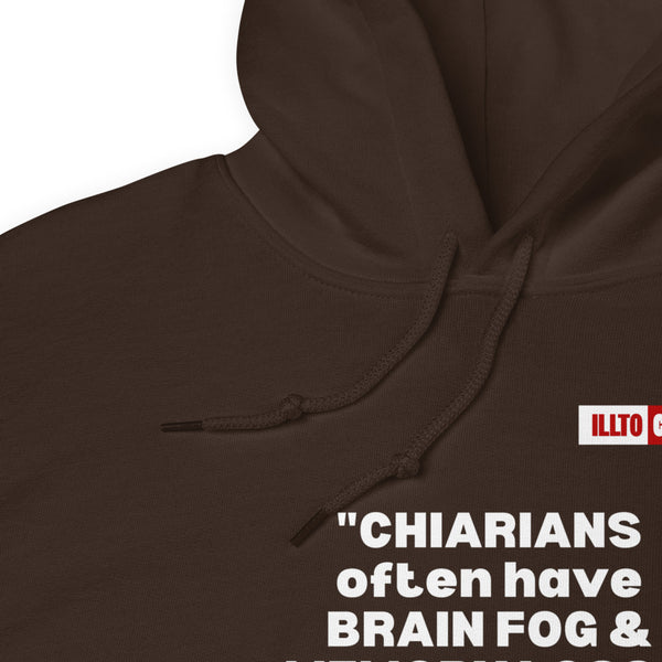 Dark Chocolate Hoodie Detail 1 - ILLTOCHILL CM Chiari Malformation Awareness, Chiarian funny Gift Unisex Hoodie.