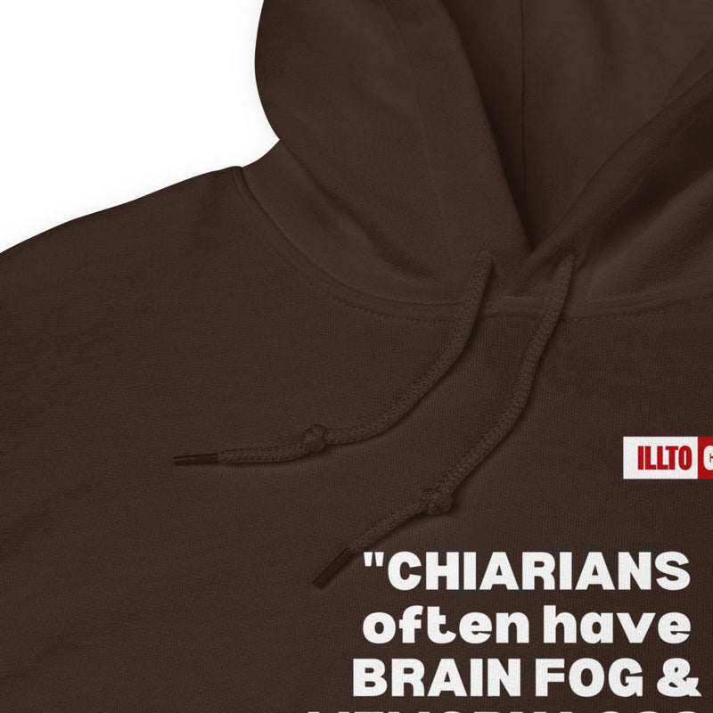 Dark Chocolate Hoodie Detail 1 - ILLTOCHILL CM Chiari Malformation Awareness, Chiarian funny Gift Unisex Hoodie.
