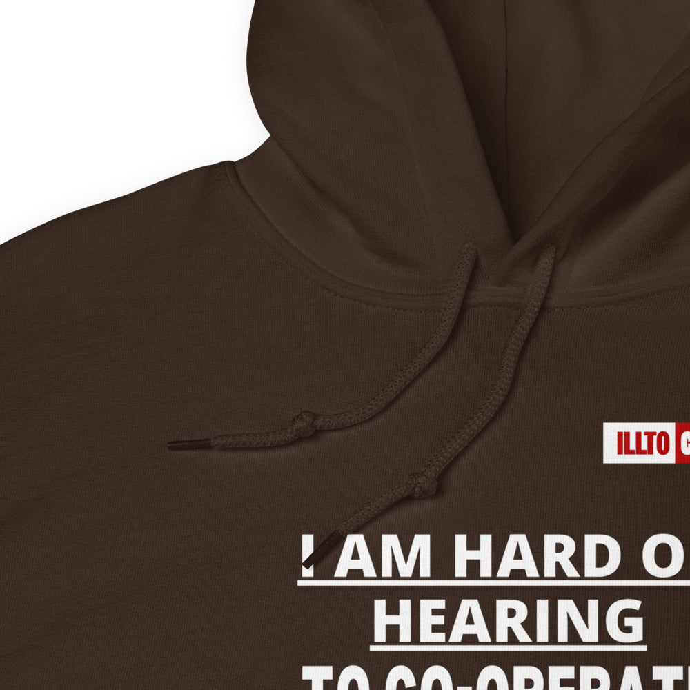 Dark Chocolate Hoodie Detail 1 - ILLTOCHILL Hard of hearing 'Co-opration Steps' hearing impaired gift Unisex Hoodie.