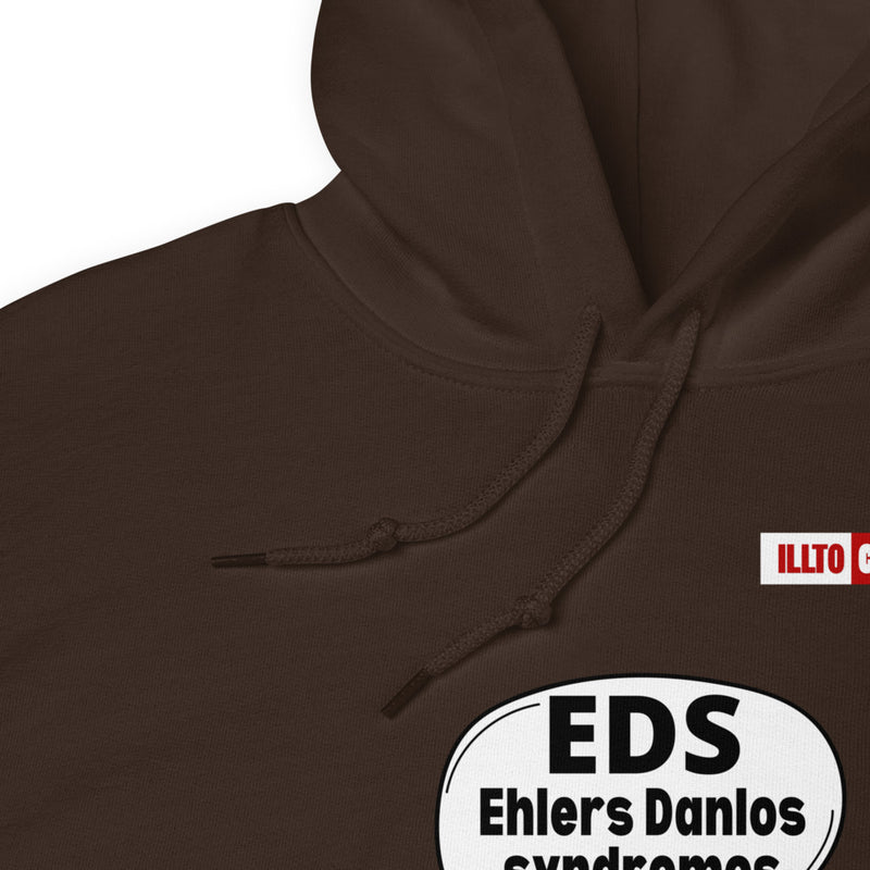 Dark Chocolate Hoodie Detail 1 - ILLTOCHILL Ehlers-Danlos syndrome awareness 'It's a painful idea' eds support gift Unisex Hoodie.