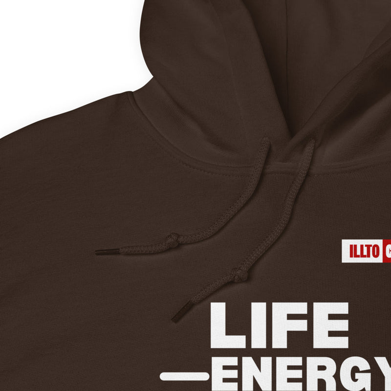 Dark Chocolate Hoodie Detail 1 - ILLTOCHILL Fibromyalgia awareness 'Life - Energy = Fibromyalgia' funny fibro gift Unisex Hoodie.