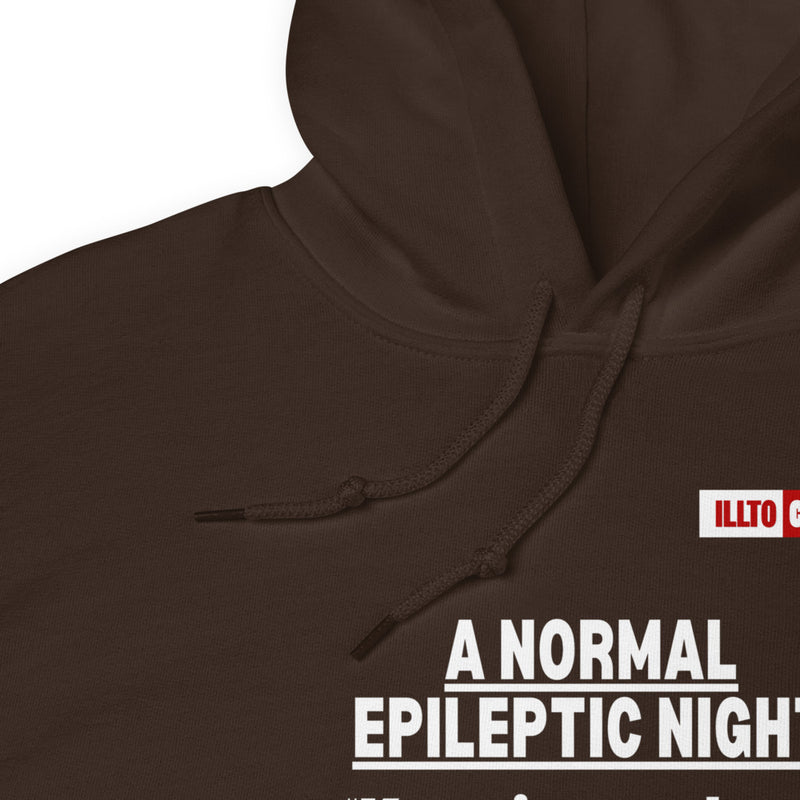 Dark Chocolate Hoodie Detail 1 - ILLTOCHILL Epilepsy awareness 'Epileptic Night' epilepsy support gift Unisex Hoodie.