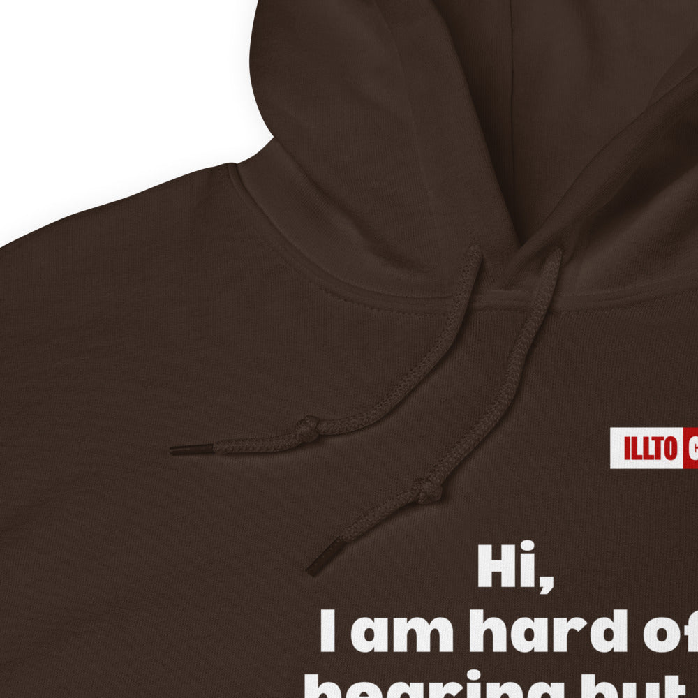 Dark Chocolate Hoodie Detail 1 - ILLTOCHILL Hard of hearing understanding and support gift hearing impaired awareness Unisex Hoodie.