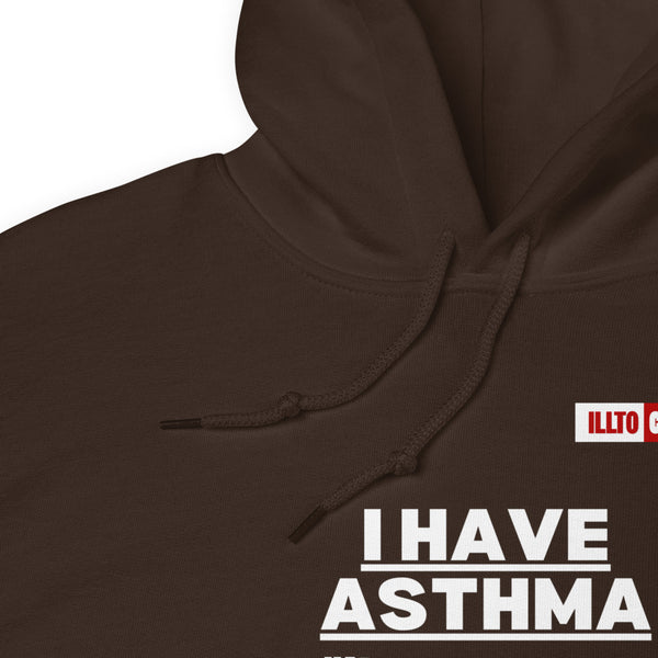 Dark Chocolate Hoodie Detail 1 - ILLTOCHILL I have Asthma pun quote, Asthma awareness Gift Unisex Hoodie.