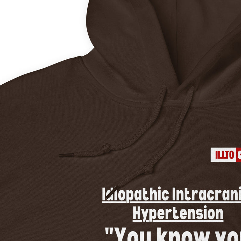 Dark Chocolate Hoodie Detail 1 - ILLTOCHILL Idiopathic intracranial hypertension 'Wish just had headache' IIH awareness gift Unisex Hoodie.