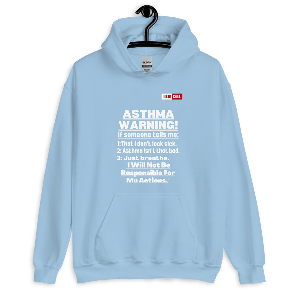 Light Blue Hoodie Front 2 - ILLTOCHILL 'Asthma Warning' funny asthma awareness gift Unisex Hoodie