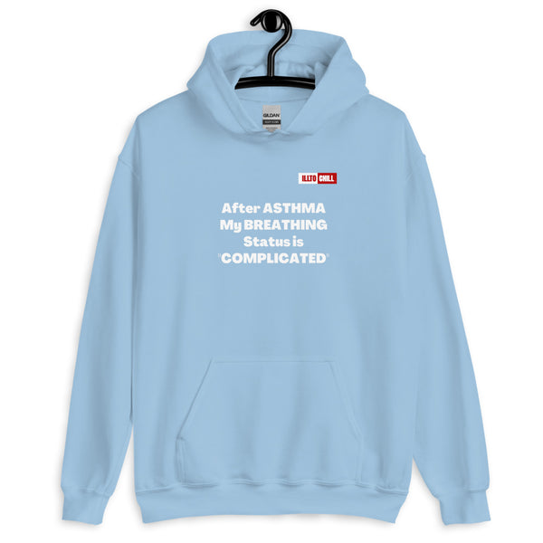 Light Blue Hoodie Front 2 - ILLTOCHILL Asthma awareness 'Breathing status complicated' funny asthma gift Unisex Hoodie