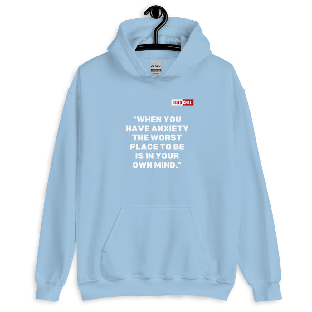 Light Blue Hoodie Front 2 - ILLTOCHILL Anxiety awareness and anxiety education gift Unisex Hoodie