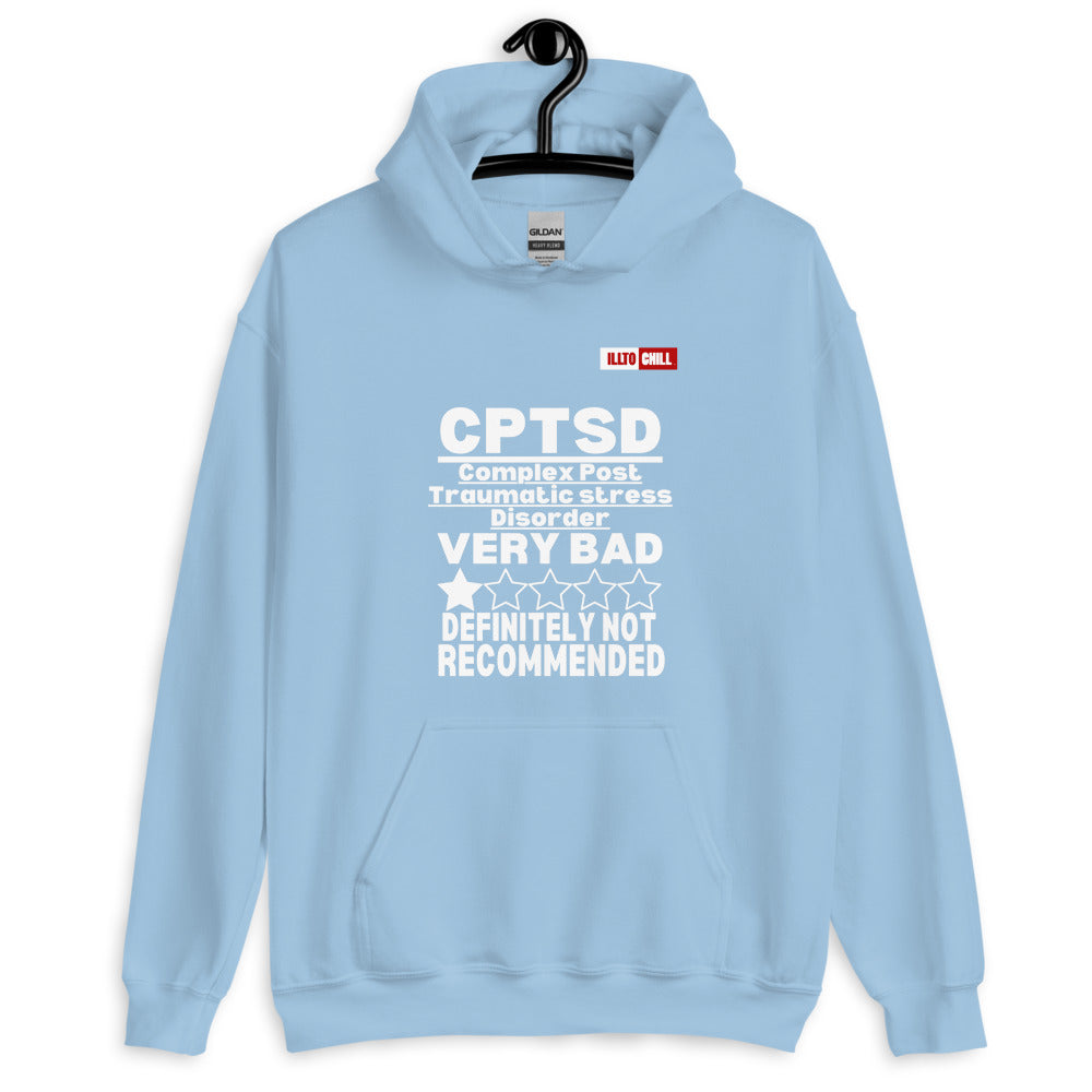 Light Blue Hoodie Front 2 - ILLTOCHILL CPTSD Review, Complex post traumatic stress disorder sarcastic gift Unisex Hoodie.