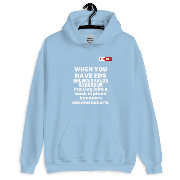 Light Blue Hoodie Front 2 - ILLTOCHILL Ehlers-Danlos syndrome awareness 'It isn't just pain' eds educational gift Unisex Hoodie.