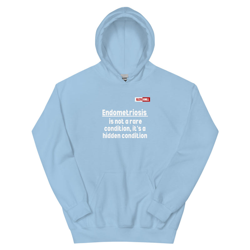 Light Blue Hoodie Front 1 - ILLTOCHILL Endometriosis awareness educational quote endo gift Unisex Hoodie.