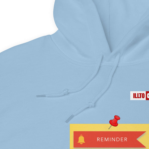 Light Blue Hoodie Detail 1 - ILLTOCHILL Asthma Reminder quote, Asthma awareness Gift Unisex Hoodie