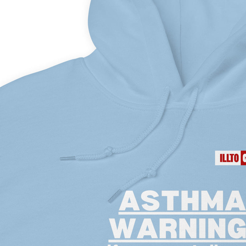 Light Blue Hoodie Detail 1 - ILLTOCHILL 'Asthma Warning' funny asthma awareness gift Unisex Hoodie