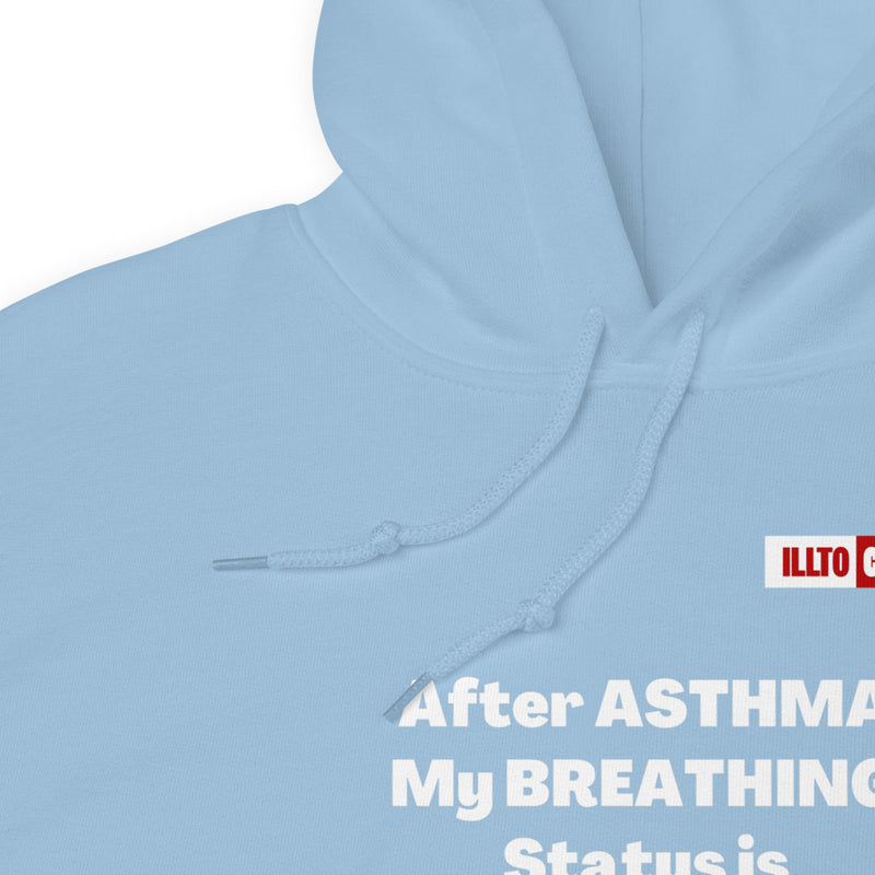 Light Blue Hoodie Detail 1 - ILLTOCHILL Asthma awareness 'Breathing status complicated' funny asthma gift Unisex Hoodie