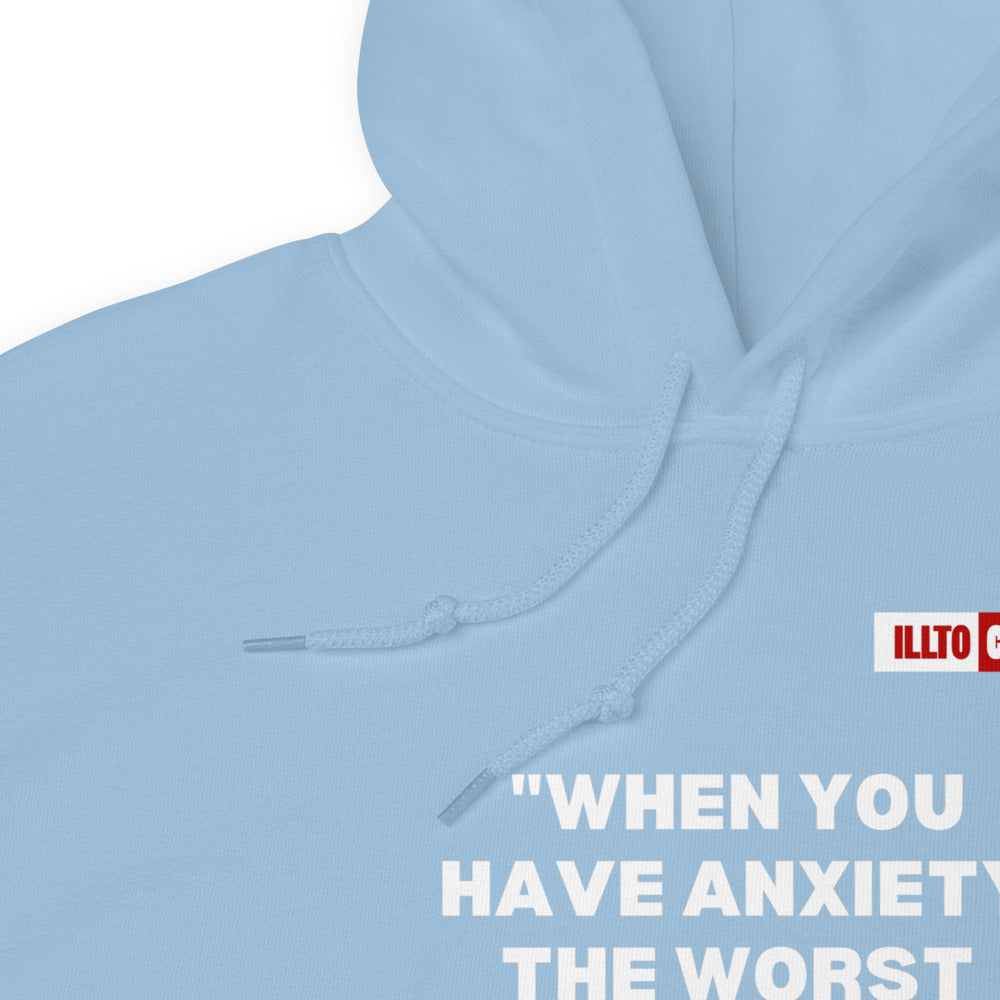 Light Blue Hoodie Detail 1 - ILLTOCHILL Anxiety awareness and anxiety education gift Unisex Hoodie