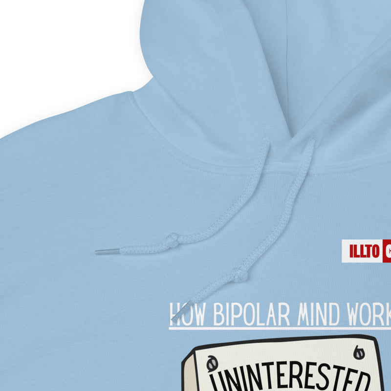 Light Blue Hoodie Detail 1 - ILLTOCHILL Bipolar disorder awareness 'How bipolar mind works' sarcastic gift Unisex Hoodie