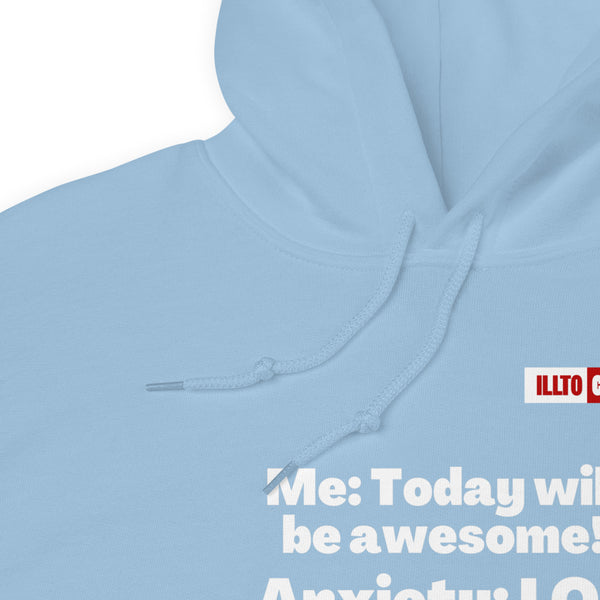 Light Blue Hoodie Detail 1 - ILLTOCHILL Anxiety Awareness, Funny Anxiety Internal Dailouge gift Unisex Hoodie