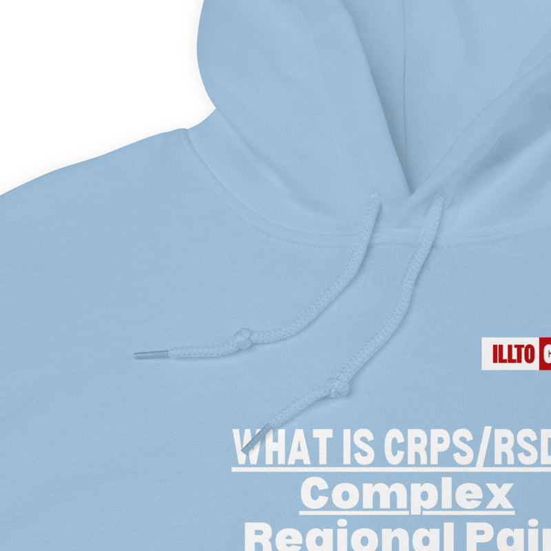 Light Blue Hoodie Detail 1 - ILLTOCHILL Complex regional pain syndrome awareness 'Nervous system Malfunction' crpsrsd gift Unisex Hoodie.