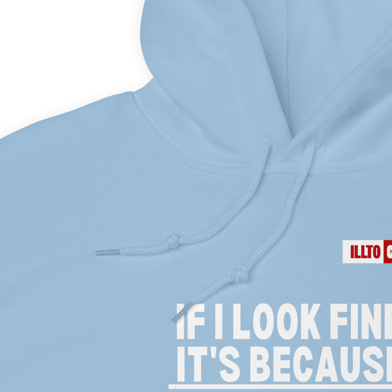 Light Blue Hoodie Detail 1 - ILLTOCHILL Chronic Migraine awareness 'Pain is Invisible' migraine gift Unisex Hoodie.
