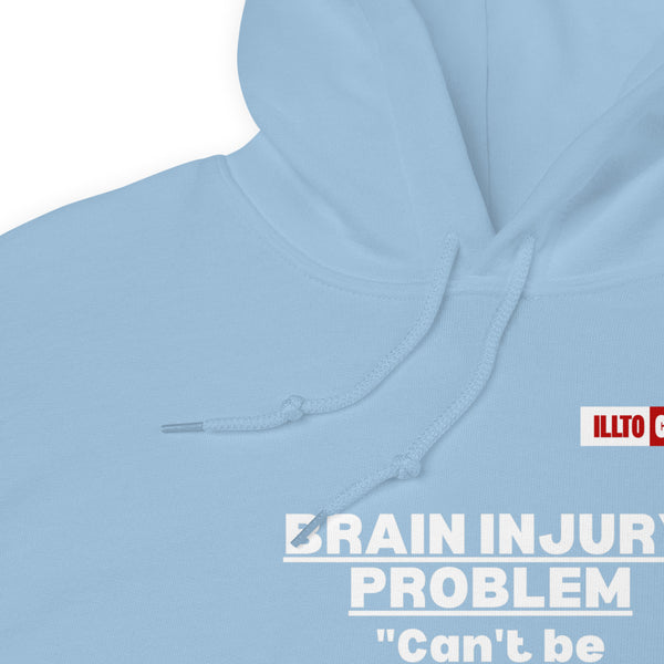 Light Blue Hoodie Detail 1 - ILLTOCHILL Brain injury problem 'can't understand from outside, can't explain from inside' TBI support gift Unisex Hoodie.
