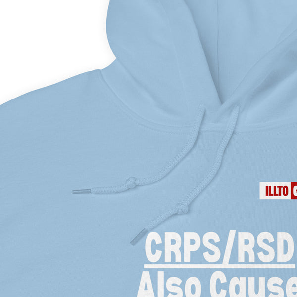 Light Blue Hoodie Detail 1 - ILLTOCHILL Complex regional pain syndrome awareness 'CRPS,RSD causes Allodynia' educational gift Unisex Hoodie.