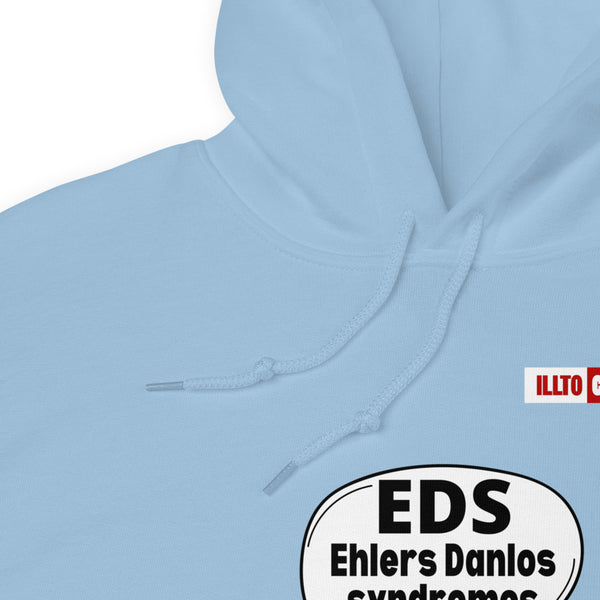 Light Blue Hoodie Detail 1 - ILLTOCHILL Ehlers-Danlos syndrome awareness 'It's a painful idea' eds support gift Unisex Hoodie.