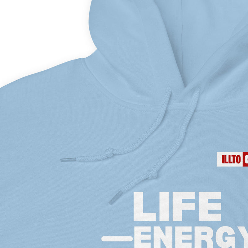 Light Blue Hoodie Detail 1 - ILLTOCHILL Fibromyalgia awareness 'Life - Energy = Fibromyalgia' funny fibro gift Unisex Hoodie.