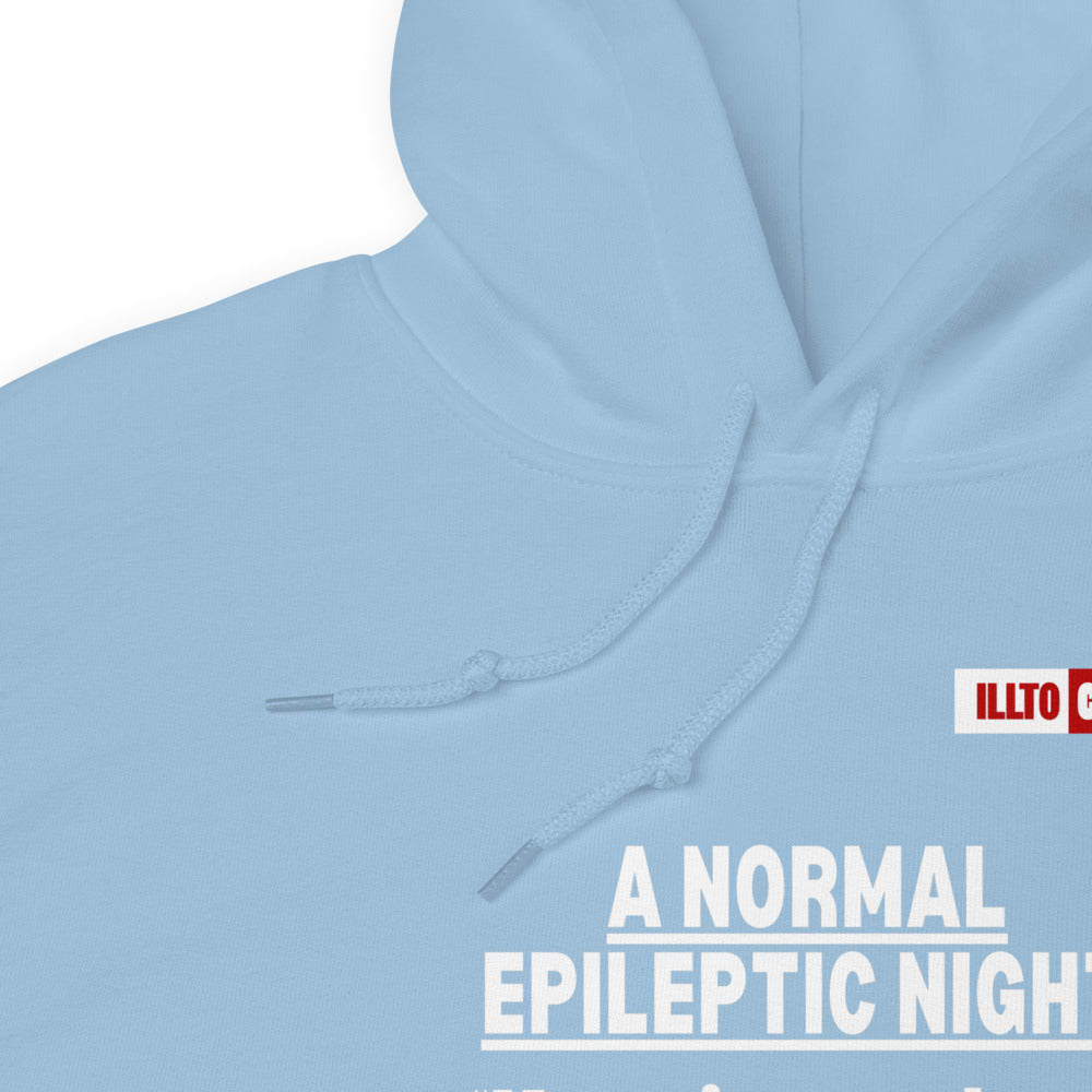 Light Blue Hoodie Detail 1 - ILLTOCHILL Epilepsy awareness 'Epileptic Night' epilepsy support gift Unisex Hoodie.