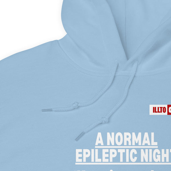 Light Blue Hoodie Detail 1 - ILLTOCHILL Epilepsy awareness 'Epileptic Night' epilepsy support gift Unisex Hoodie.