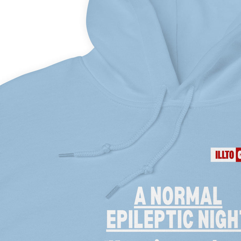 Light Blue Hoodie Detail 1 - ILLTOCHILL Epilepsy awareness 'Epileptic Night' epilepsy support gift Unisex Hoodie.
