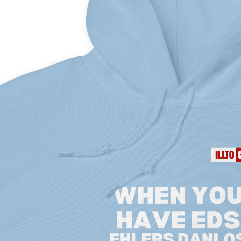 Light Blue Hoodie Detail 1 - ILLTOCHILL Ehlers-Danlos syndrome awareness 'It isn't just pain' eds educational gift Unisex Hoodie.