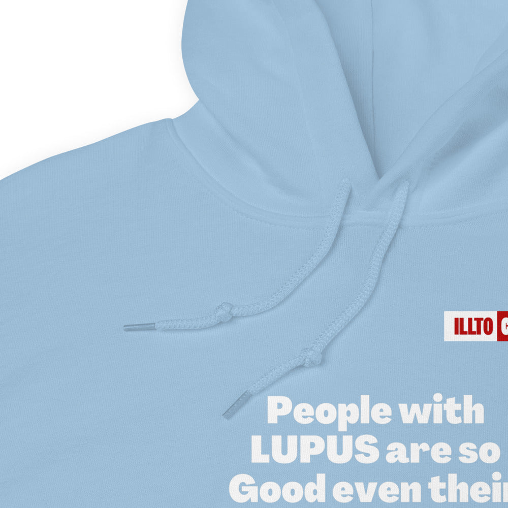 Light Blue Hoodie Detail 1 - ILLTOCHILL Lupus awareness 'Immune system cannot have enought' funny lupus gift Unisex Hoodie.