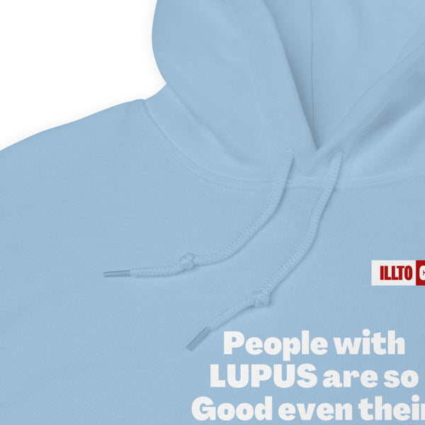 Light Blue Hoodie Detail 1 - ILLTOCHILL Lupus awareness 'Immune system cannot have enought' funny lupus gift Unisex Hoodie.