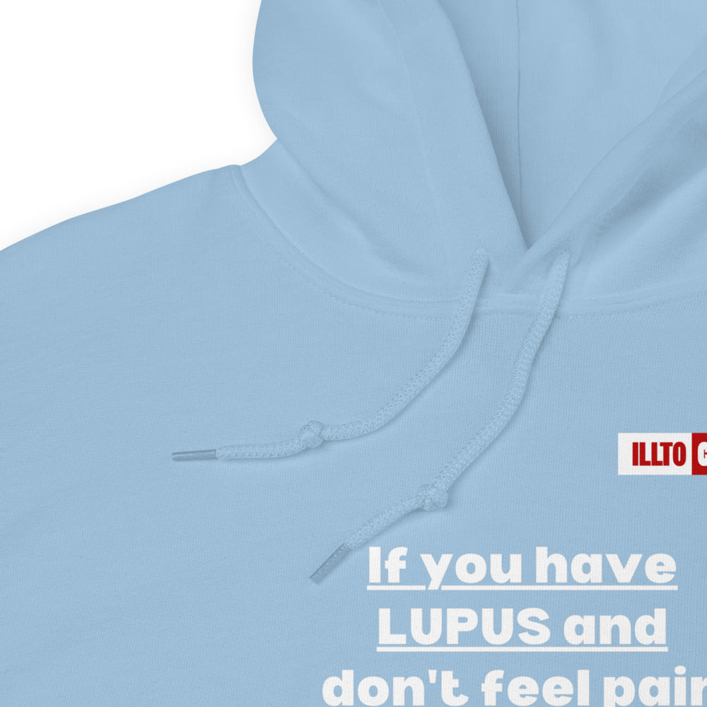 Light Blue Hoodie Detail 1 - ILLTOCHILL Lupus Pain awareness sarcastic lupus gift for autoimmune disease Unisex Hoodie.